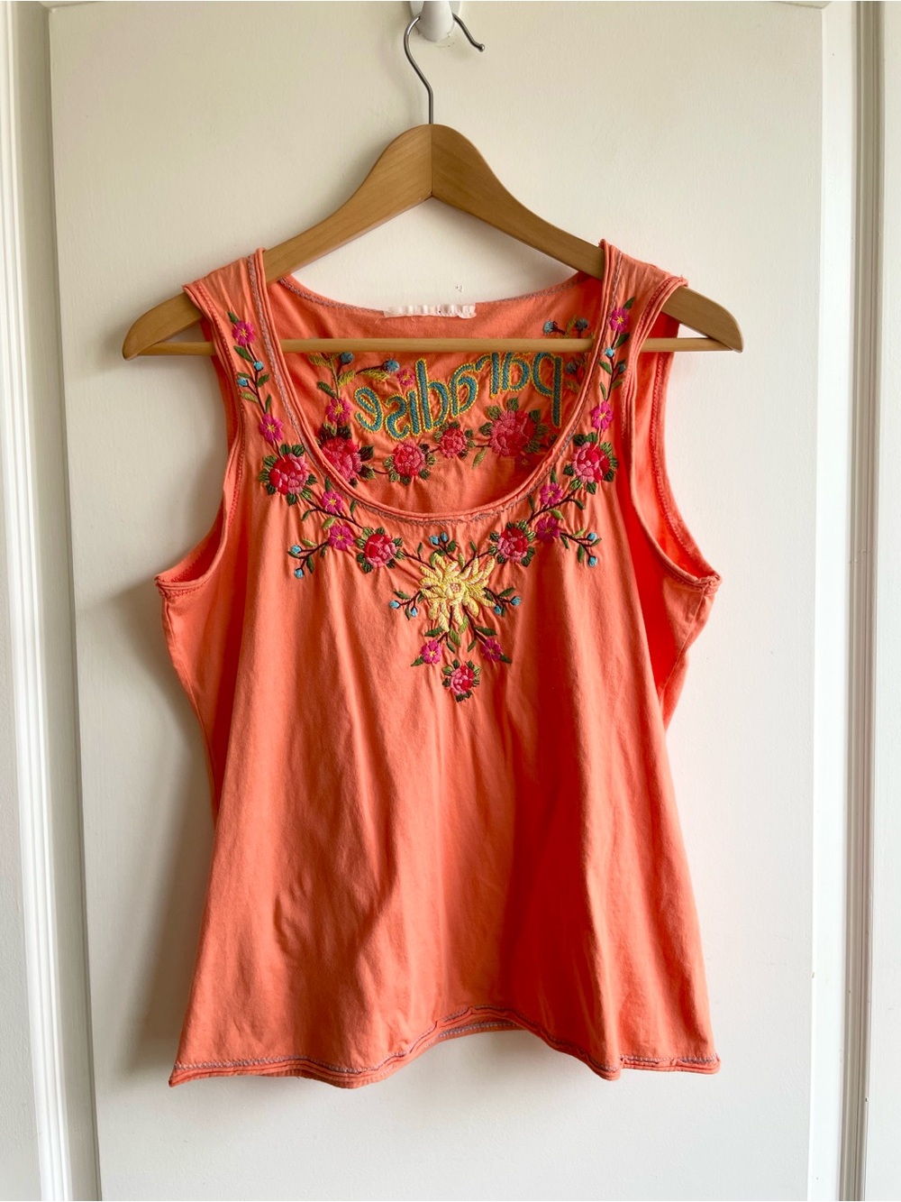 JOHNNY WAS Embroidered Paradise Tank Top Size M